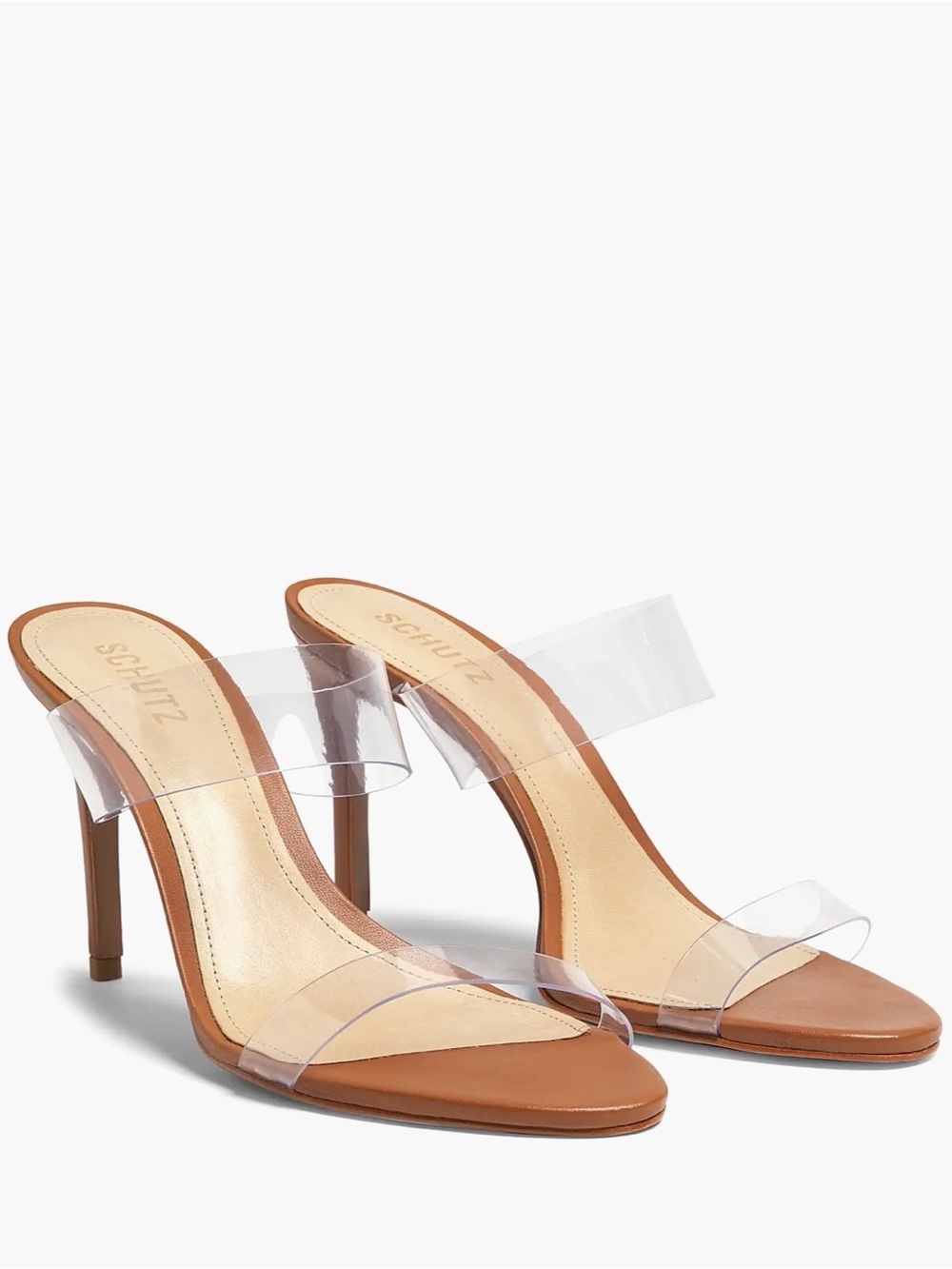 Schutz Ariella 100MM Transparent Vinyl Mule Heels – Size 7.5